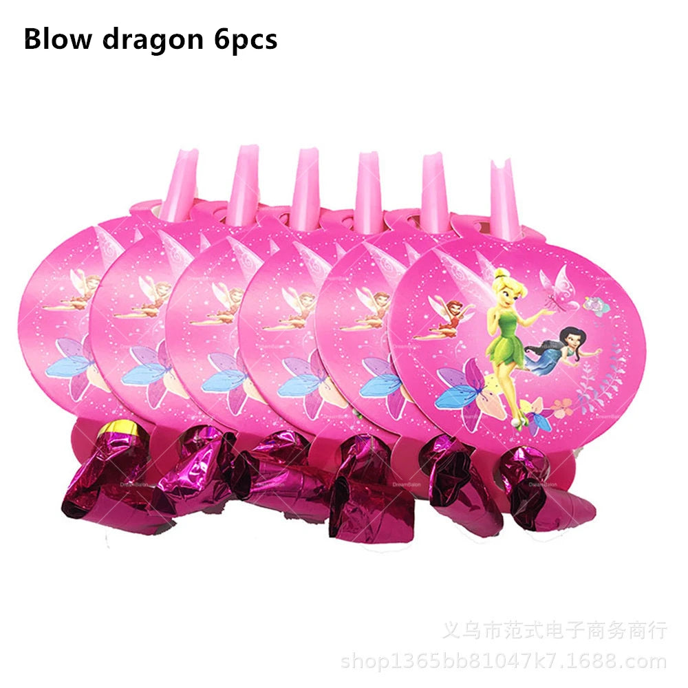 Tinker Bell Fairy Foil Balloons Pixie Latex Ballon Happy Birthday Banner Party Decorations Cake Toppers Cartoon Kids Girls Gift
