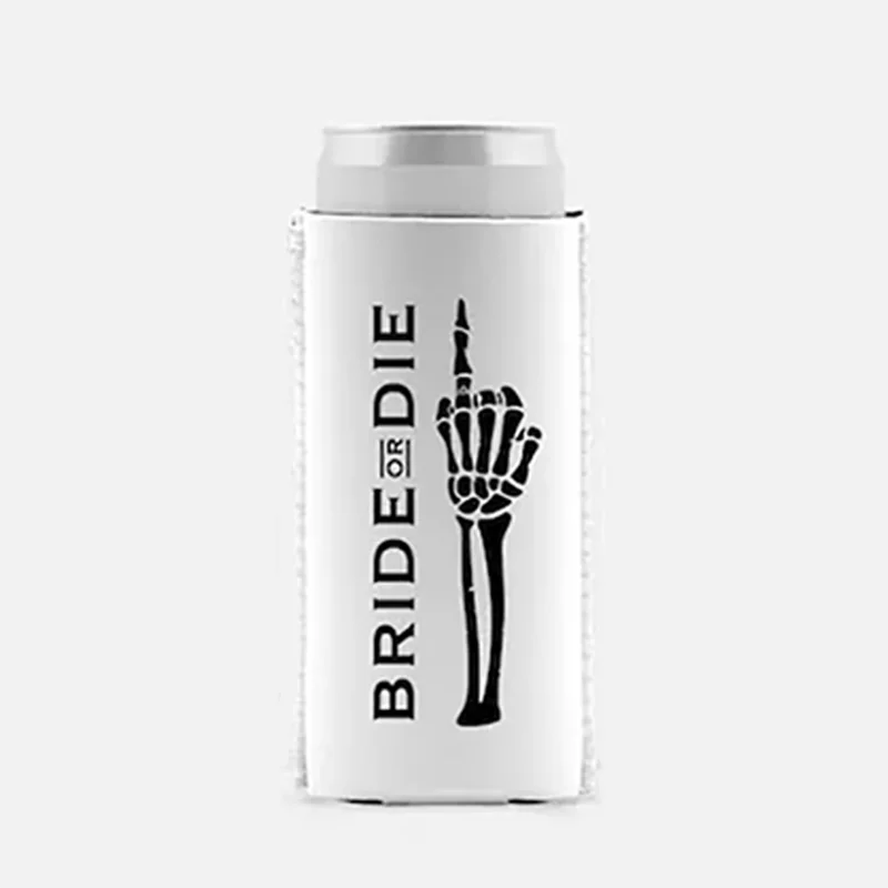 Bride or Die Goth Bachelorette Slim Can Cooler Bachelorette Gift Party Favor Skeleton Design Stubby Holder Party Supplies Favor
