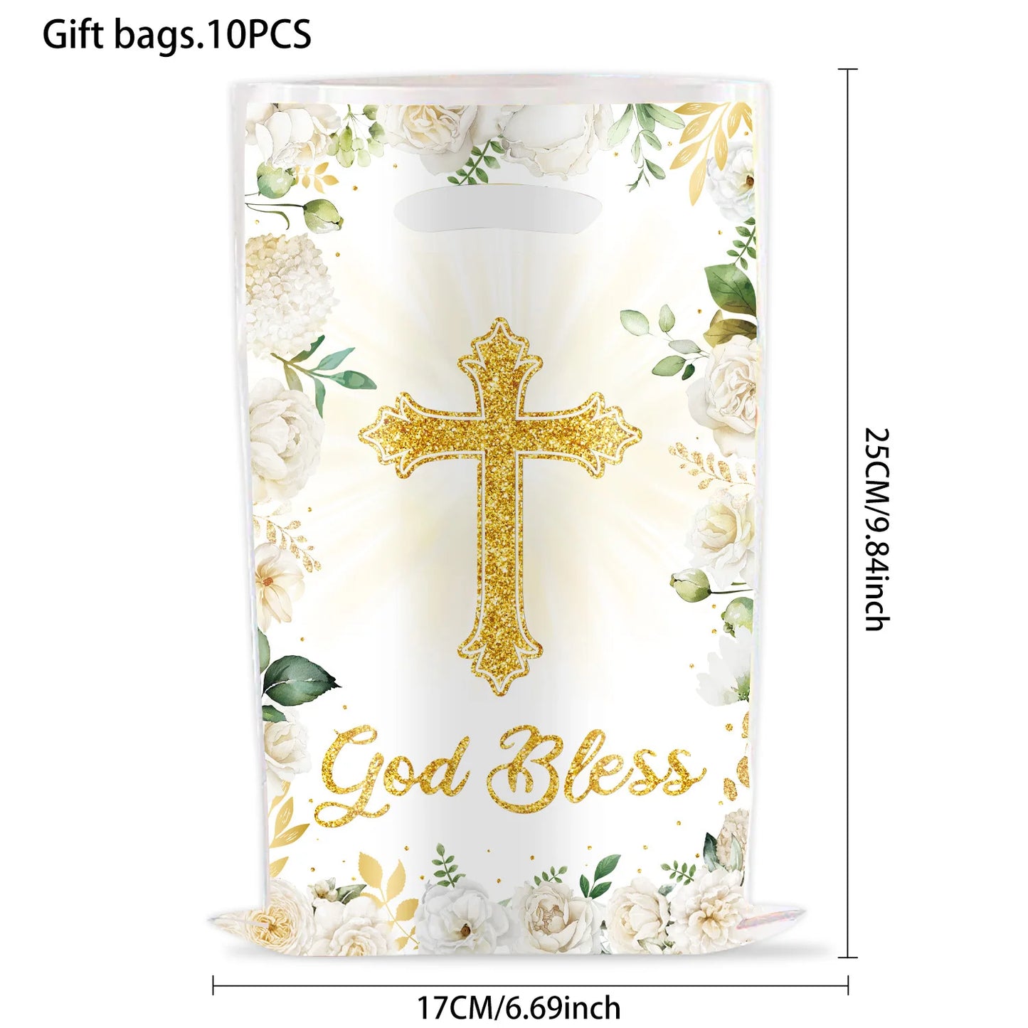 Communion Baptism Flower Cross Party Gift Bag Holy Communion Party Favors Chocolate Cookies Candy Bags for Kids Birthday Decor