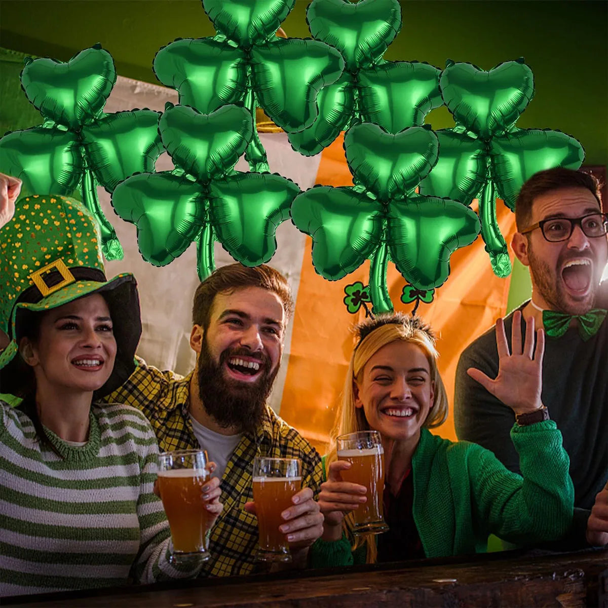 St Patricks Day Lucky Clover Foil Balloons Horseshoe Beer Cup Shape Decor Irish Festival Elf Balloon Home Party Supplies