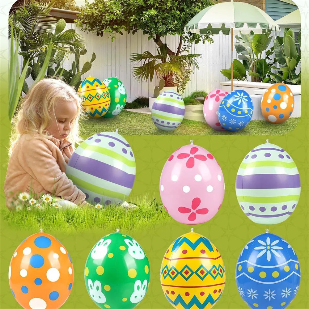 Easter Decoration Giant Egg Pvc Inflatable Ball Outdoor Garden Pendant Ornament 35x27cm Balloon Party Easter Egg Decors For Yard