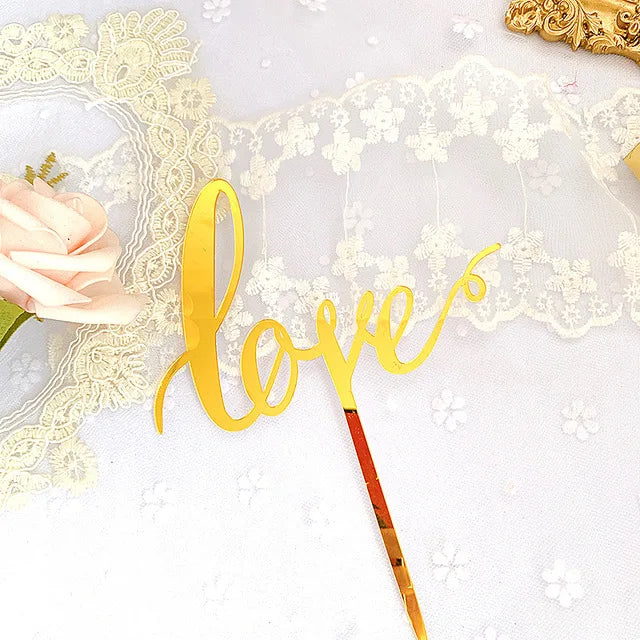 Big Red Love Wedding & Engagement Party Cake Toppers Acrylic Love Valentine's Day Cake Topper for Wedding Party Cake Decorations