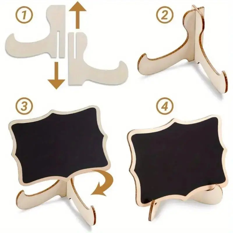 10PCS Mini Chalkboard Signs with Easel Wedding, Birthday Parties, Message Board Signs and Event Decor Wooden Place Cards
