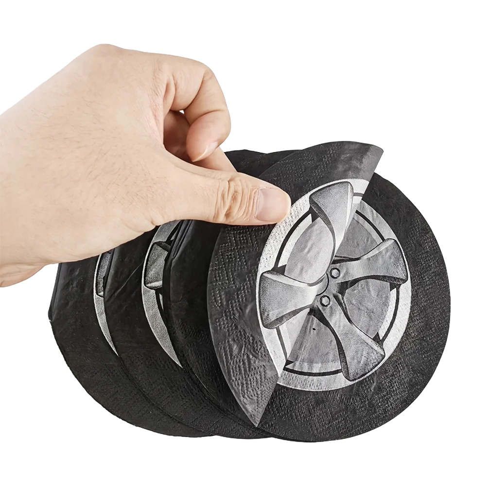 Tire Napkins Race Car Napkin Wheel Paper Napkin Car Party Decor Race Car Party Supplies for Birthday Baby Shower Birthday Party