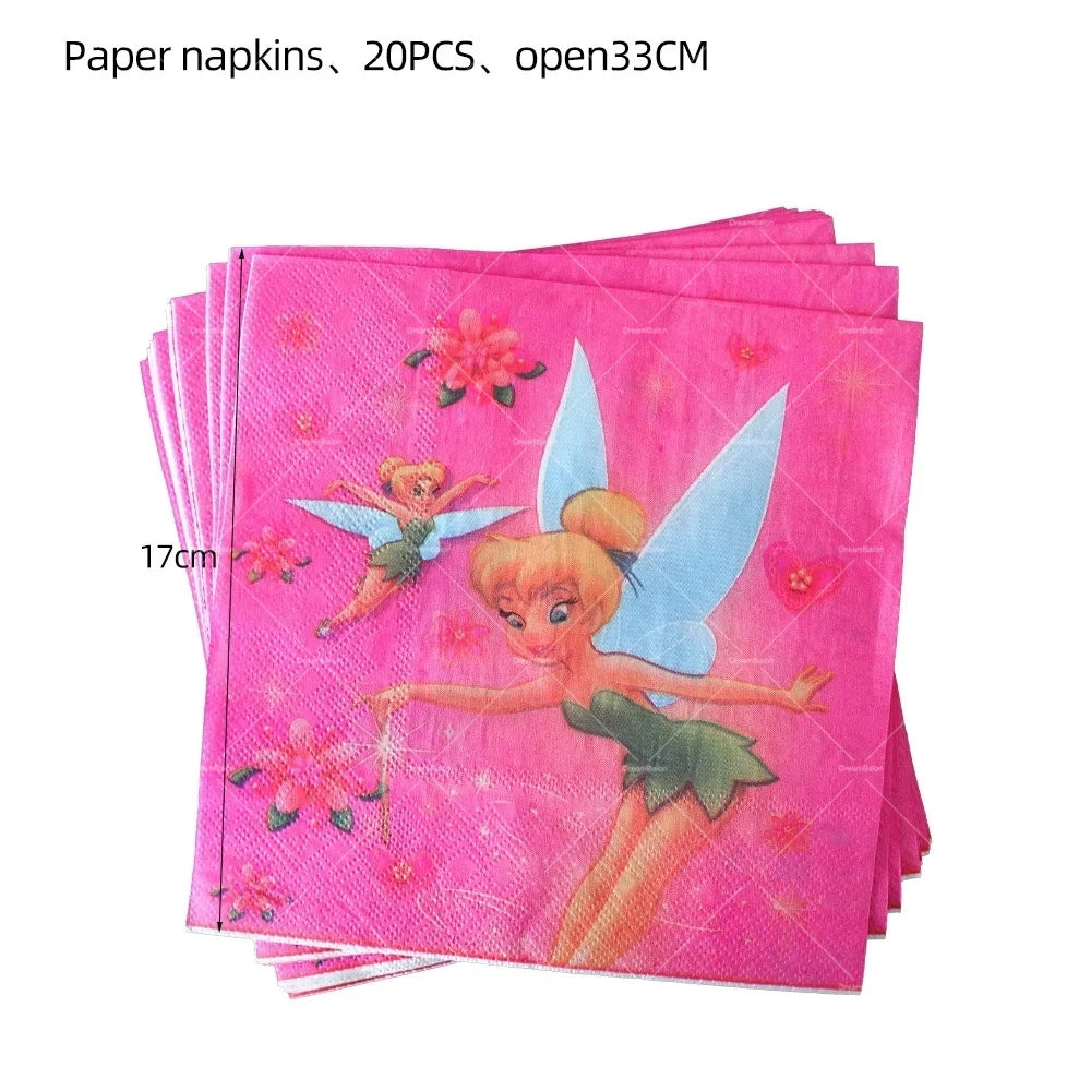 Tinker Bell Fairy Foil Balloons Pixie Latex Ballon Happy Birthday Banner Party Decorations Cake Toppers Cartoon Kids Girls Gift
