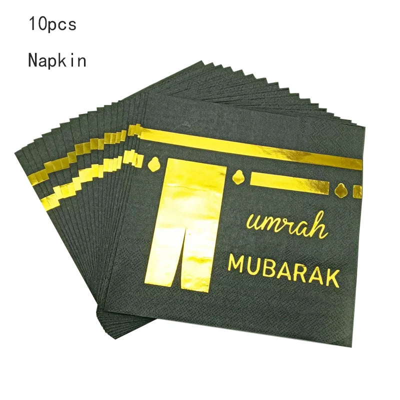 Black Gold Umrah Mubarak Latex Confetti Balloon Eid Mubarak Islamic Muslim Pilgrimage Festival Party Decor Supplies