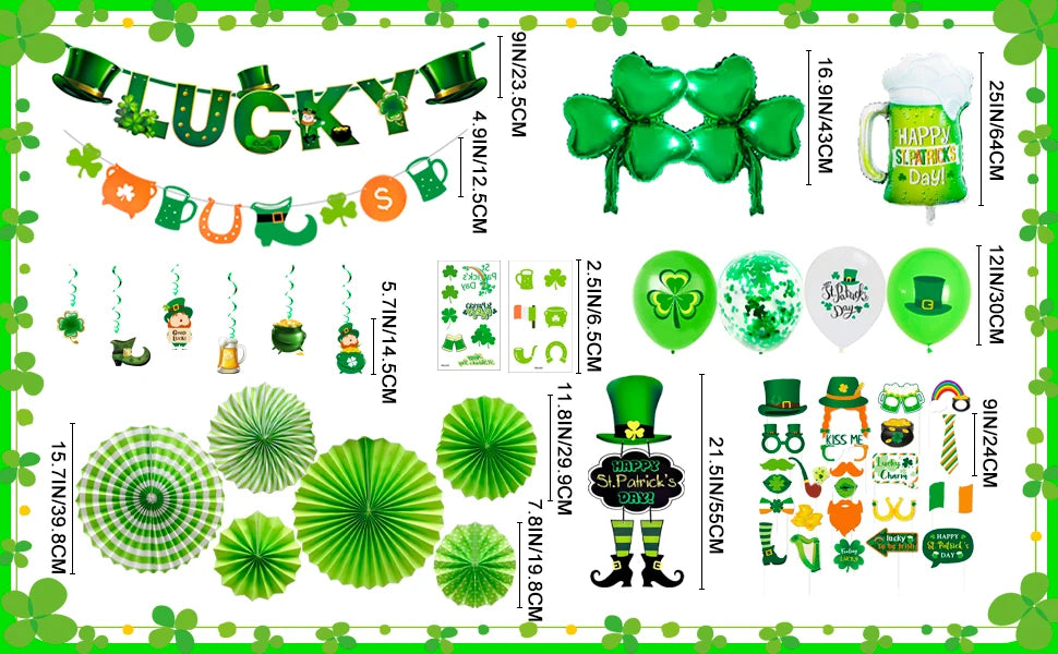St Patricks Day Decorations, St Patrick's Day Party Decorations Set-St. Patrick's Day Balloon,Shamrock Banner Balloons