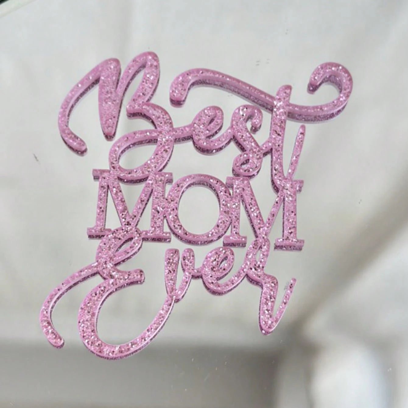 5pcs Happy Mother's Day Cake Toppers Acrylic Mirror Pink Cupcake Topper Heart Best MOM Party Cake Dessert Decorations