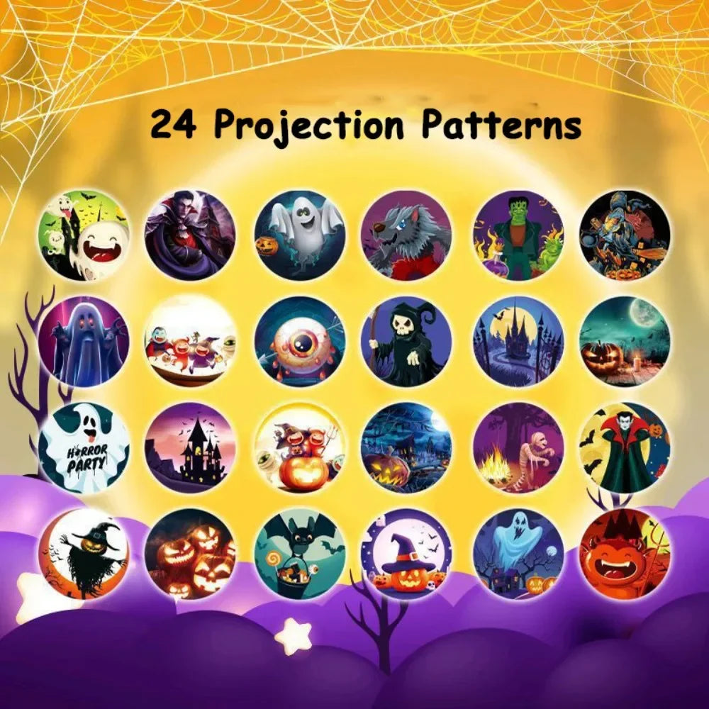 Halloween Projection Flashlight, Early Education Puzzle Development Toy, 24 Patterns Projector Torch Baby Toys, Hallowmas Gifts