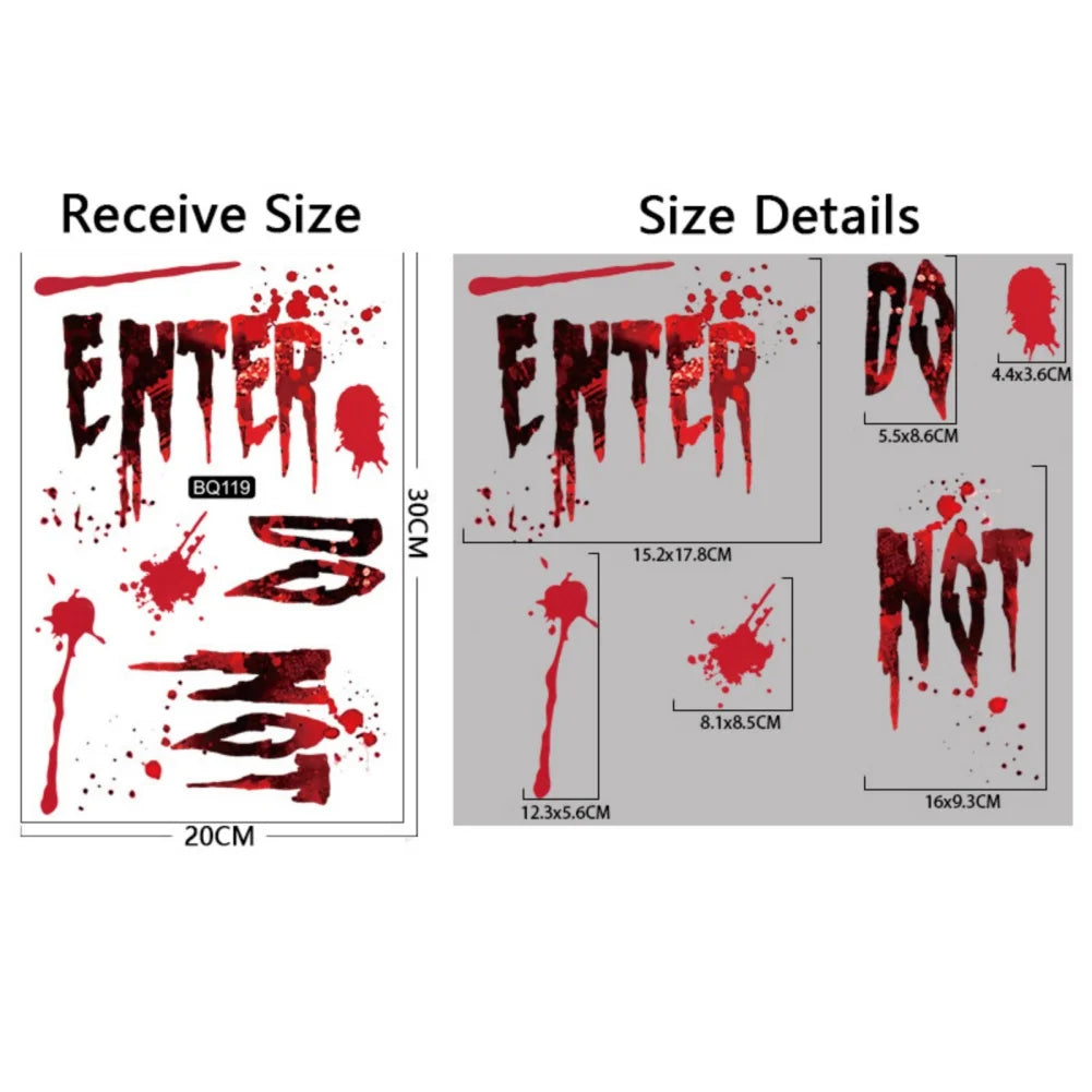Removable Halloween Wall Stickers Horror Blood Fingerprints Window Stickers For Halloween Party Home Bar Floor Wall Decal