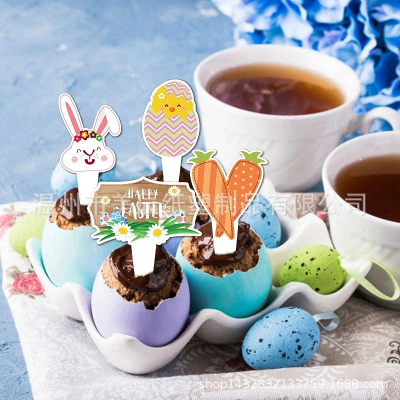 Easter Party DIY Decorations Easter Banner Eggs Hanging Cake Toppers for Baby Shower Easter Garden Party Birthday Supplies