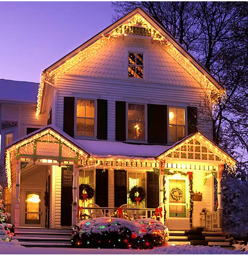 Curtain Icicle Light Indoor Outdoor Eaves Decor String Lights Garden Party Yard Christmas Decoration holiday Garlands 5m