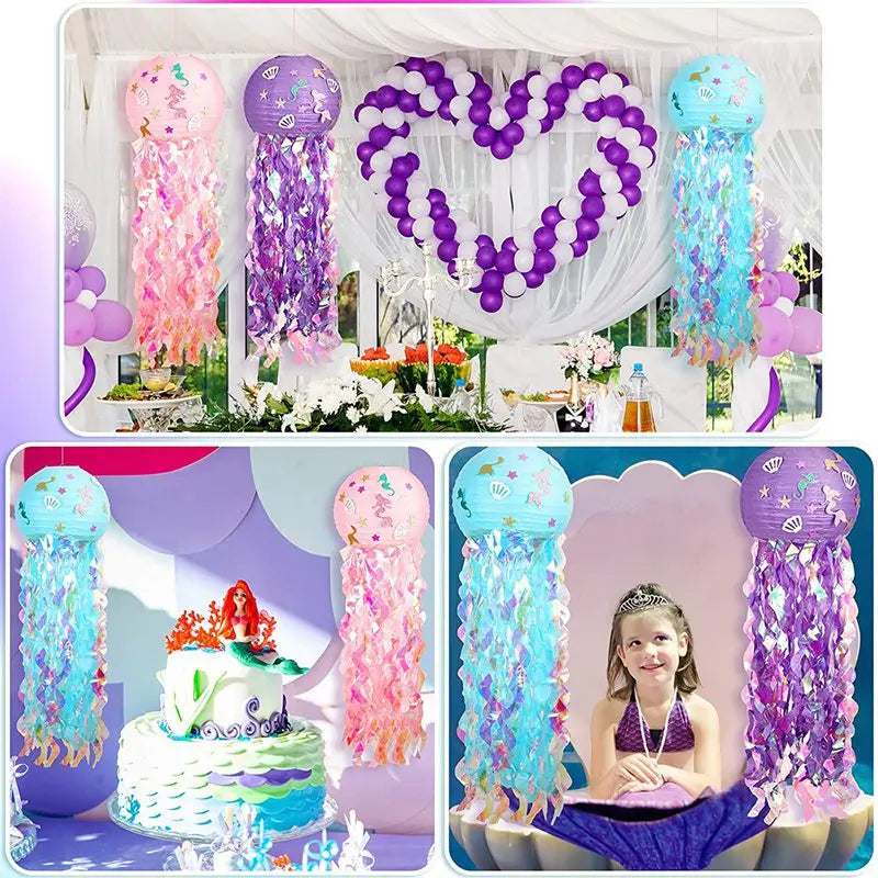 Mermaid Party Decorations Litte Mermaid Jellyfish Paper Lantern Under the Sea Party Decor Girl Babyshower Mermaid Birthday Decor