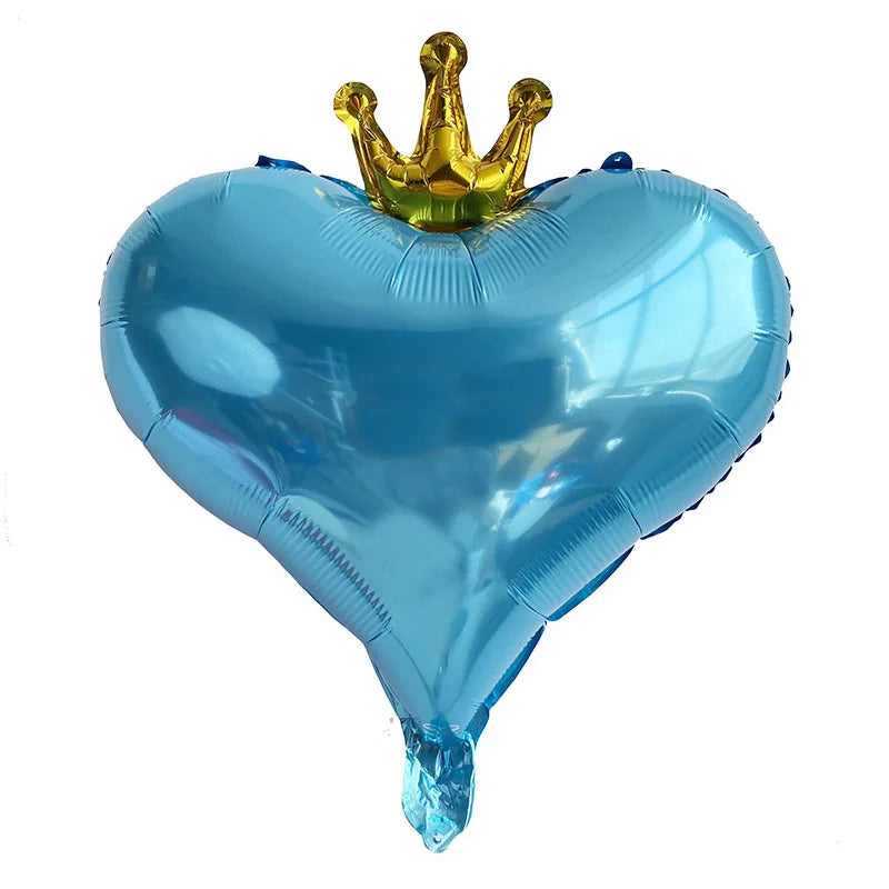 10PCS 18 Inch Pink Love Heart Crown Balloons Aluminum Foil I Love You Balloon Valentine's Day Birthday Wedding Party Decor
