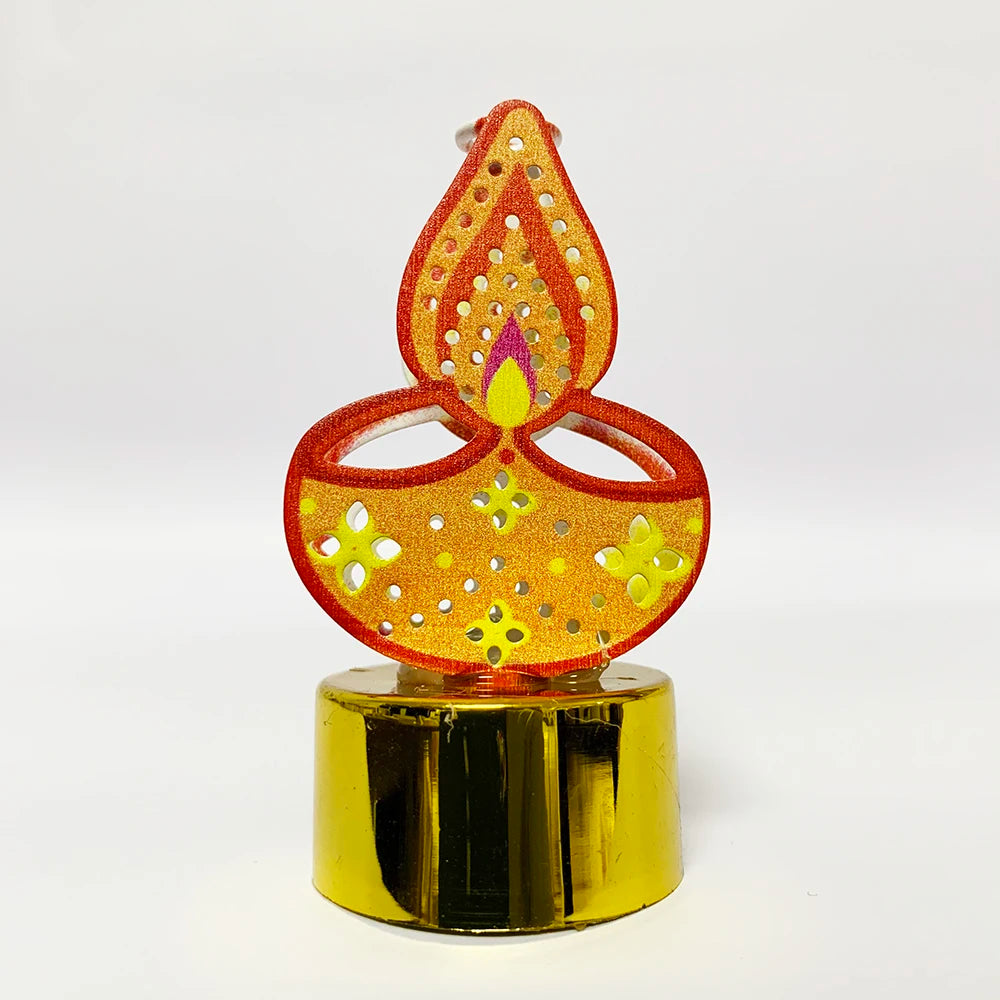 Diwali Diya Decor LED Candle Light, Hindu, Deepavali Festival, Night Light, Battery Powered, Art, 10 Pcs