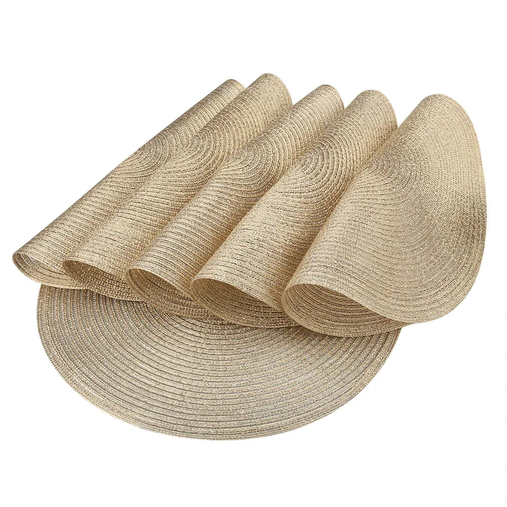 Set of 6 Round Placemats and Coasters Braided Woven Place Mats Washable Heat Resistant Table Mats and Coasters for Dining Table