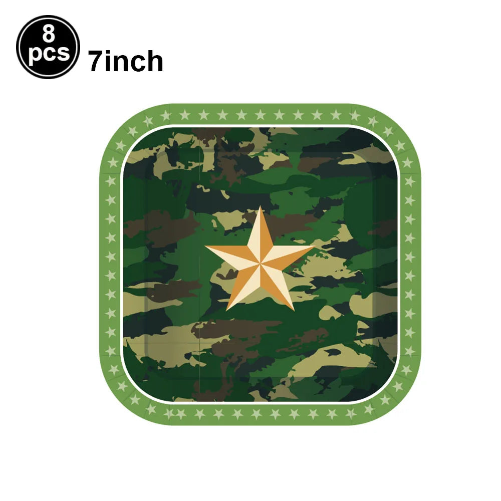 Camouflage Birthday Party Tank Cake Topper Happy Birthday Sign Cake Decor Soldier Camouflage Army Military Birthday Party Decors