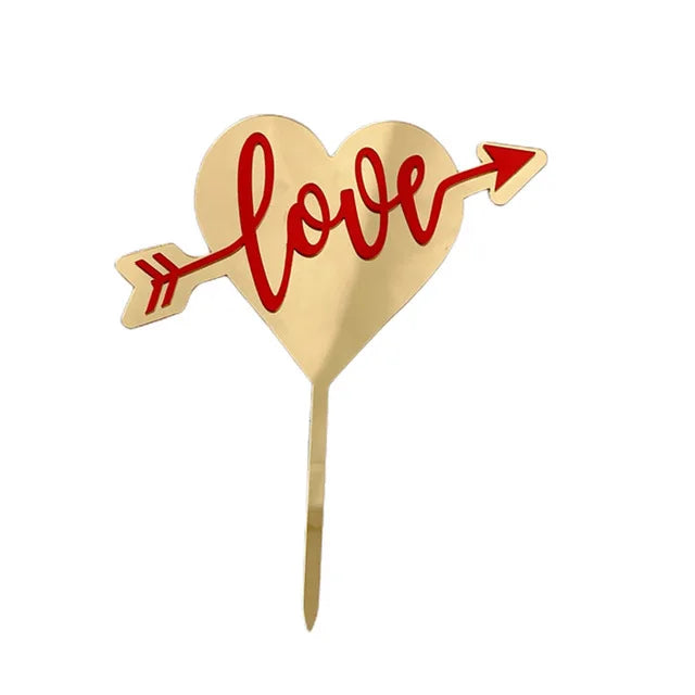 Big Red Love Wedding & Engagement Party Cake Toppers Acrylic Love Valentine's Day Cake Topper for Wedding Party Cake Decorations