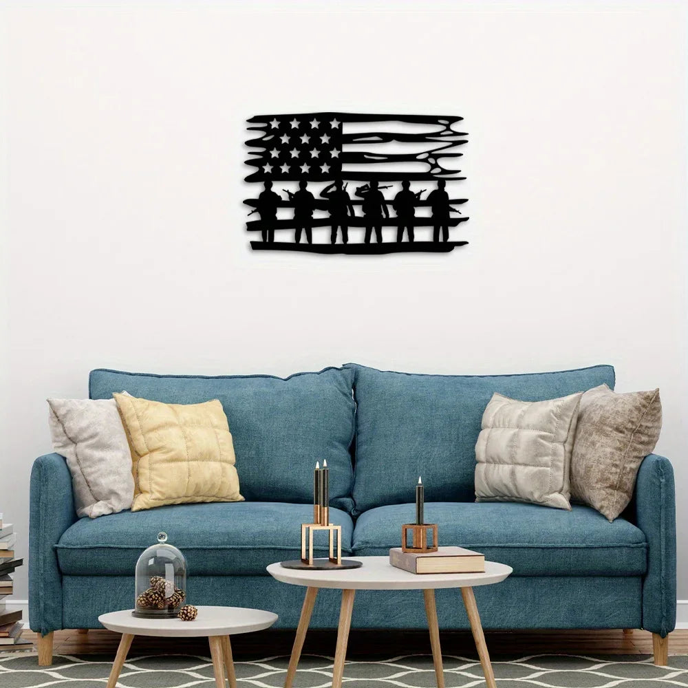 Custom American Patriot Soldier Metal Sign – Personalized Name for Independence Day Decor, Fourth of July Wall Art, Unique Gift