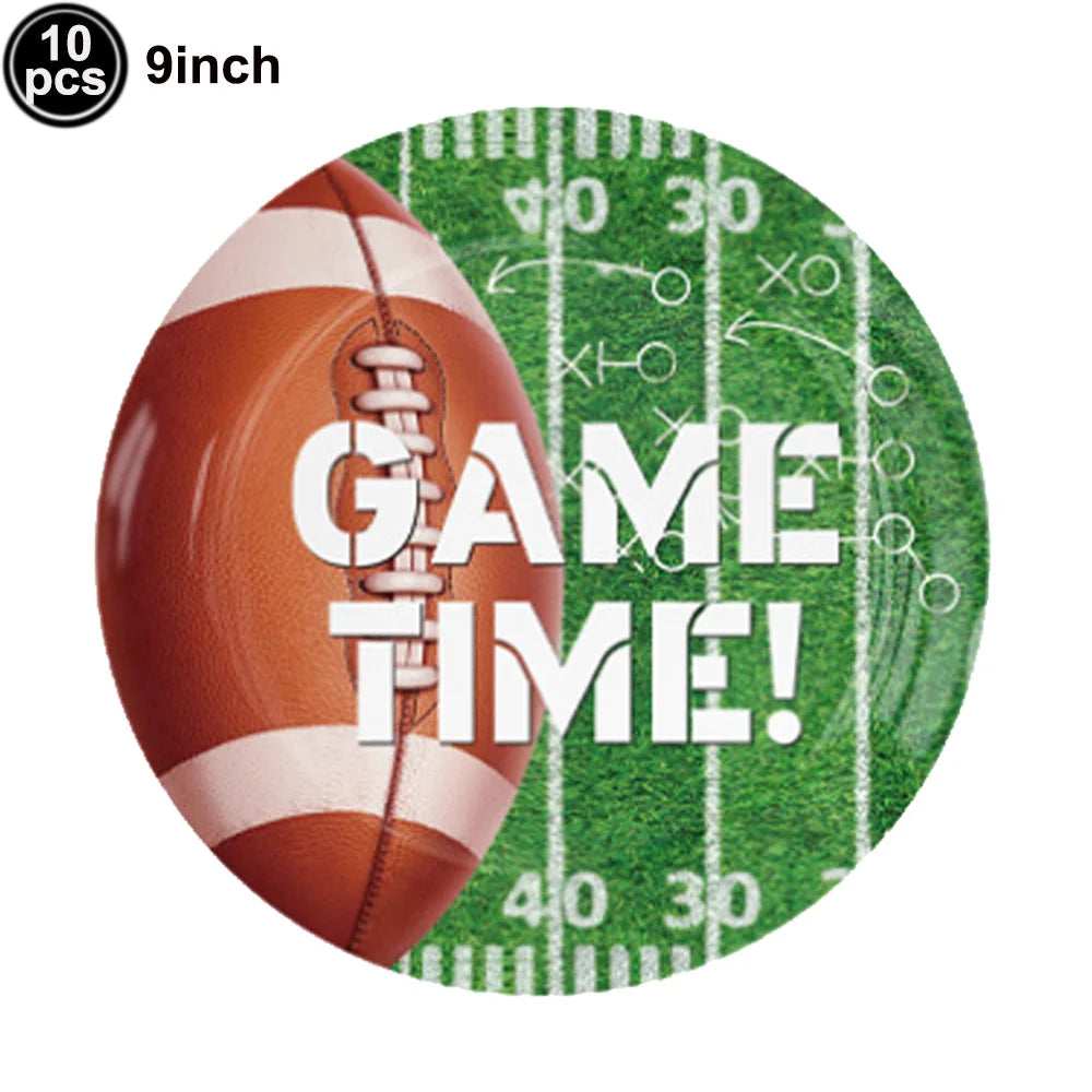 American Football and Rugby Party Disposable Tableware Napkins Paper Plates Cups Children Boys Birthday Party Decor Supplies