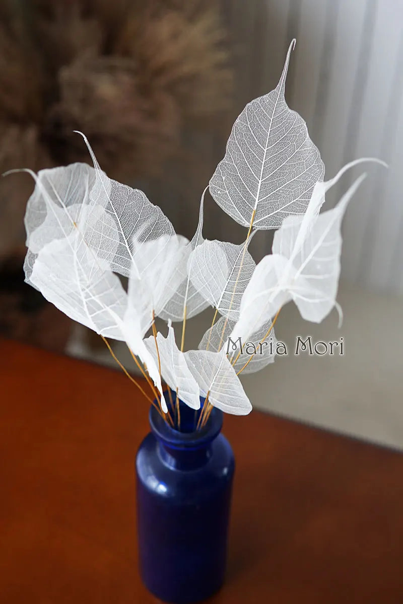Home Decoration Lucency Leaves Natural Leaf Vein Immortal Artificial Flowers Wedding Table Decoration Wire Stem