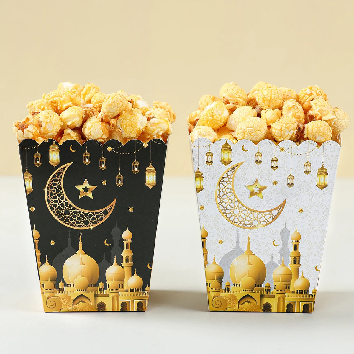 EID Mubarak Popcorn Box Biscuit Gift Box Ramadan Decoration 2025 For Home EID Mubarak Islamic Muslim Party Decor Eid al-Fitr