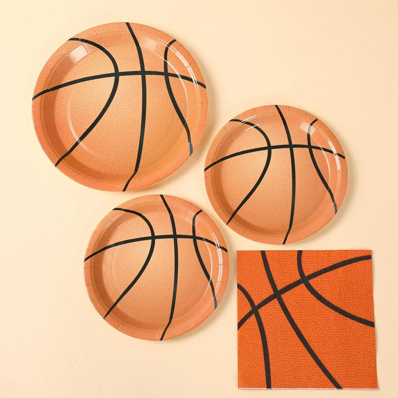 Basketball Birthday Decoration Disposable Tableware Basketball Party Paper Plates Napkins Basketball Birthday Baby Shower Decor