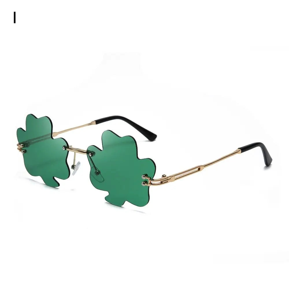 1pc St. Patrick's Day Irish Shamrock Sunglasses Green Four Leaf Clover Leprechaun Costume Glasses Party DIY Decor Supplies