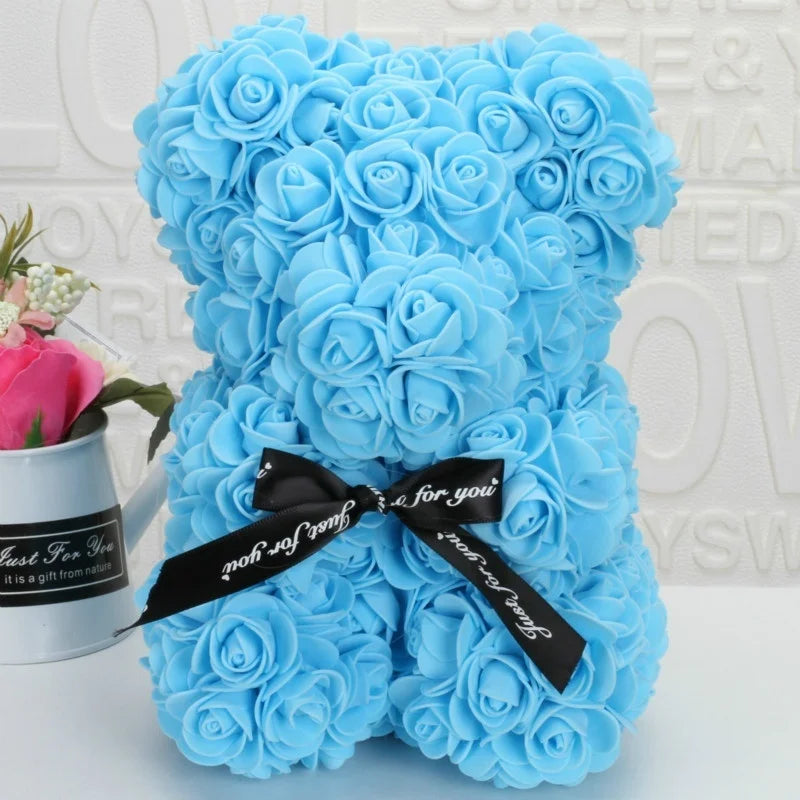Romantic Valentine's DayCreative Eternal Flower Rose Bear Christmas Gift Rose Bear Hug Bear Wedding Flower Decoration Gift