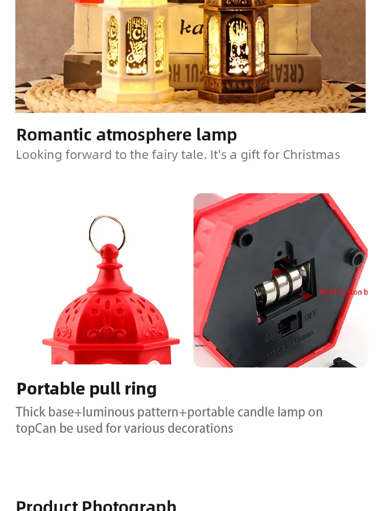 Eid Mubarak LED Wind Lamp Ornament Islam Muslim Party Decor Supplies Ramadan Wind Lantern Eid Decoration for Home Party Gift