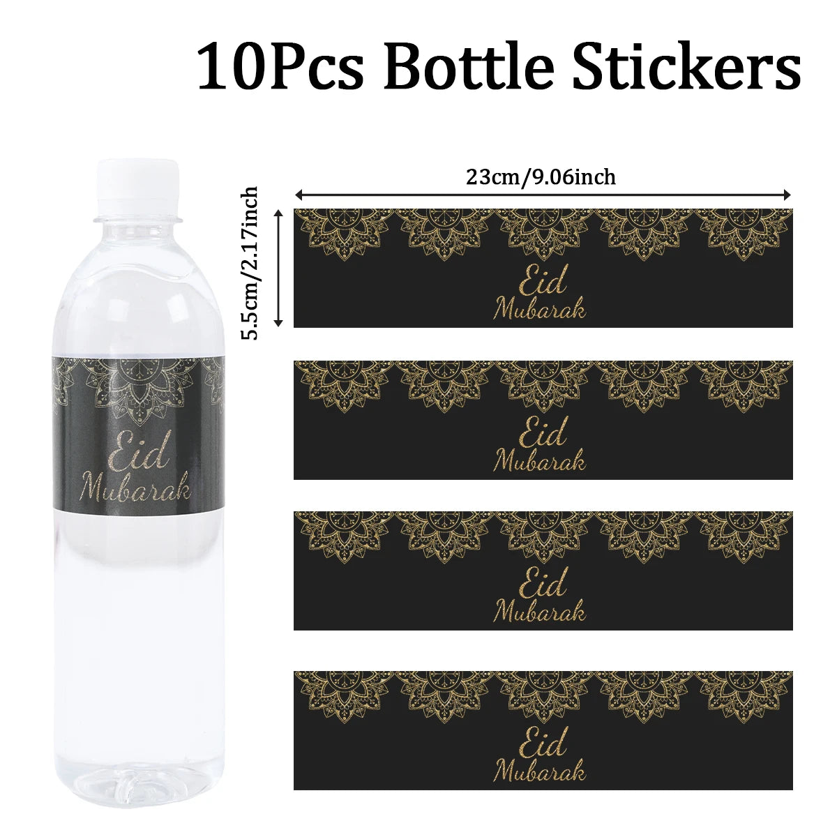 10/24pcs Eid Mubarak Bottle Labels Sticker Ramadan Kareem Decoration For Home 2025 Muslim Islamic Party Supplies Eid Al-fitr