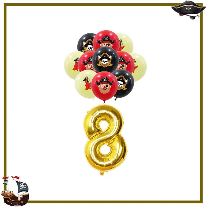 Pirate Birthday Party Decoration Balloon Tableware Tablecloth Backdrop Hanging Banner Cake Toppers For Kids Party Event Supplies