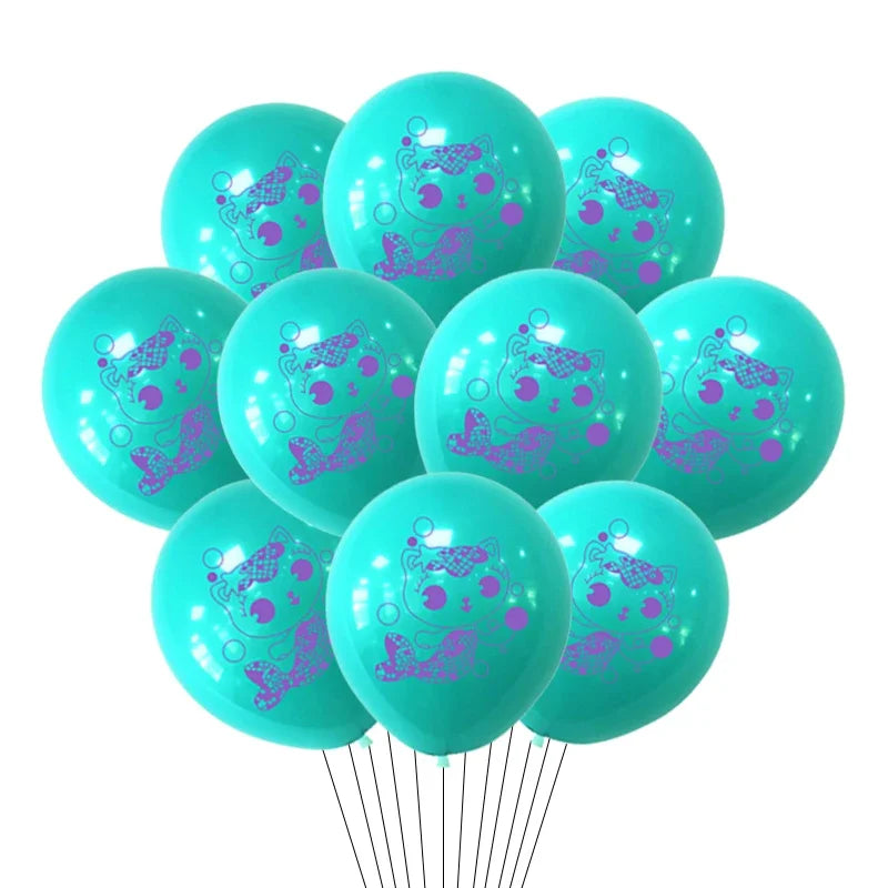 10/15pcs 12 Inch Gabby Dollhouse Cat Latex Sequin Balloon Set Baby Shower Party Balloon Decoration Girl Birthday Party Supplies