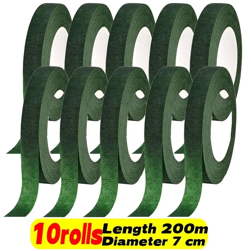 10/1Rolls Green Bouquet Floral Tapes Self-adhesive Stamen Wrapping Paper Tape DIY Flowers Decor for Florist Wedding Party Props