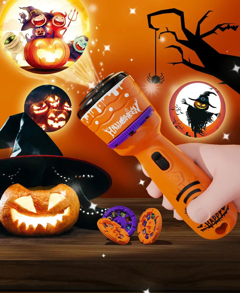 Halloween Projection Flashlight, Early Education Puzzle Development Toy, 24 Patterns Projector Torch Baby Toys, Hallowmas Gifts