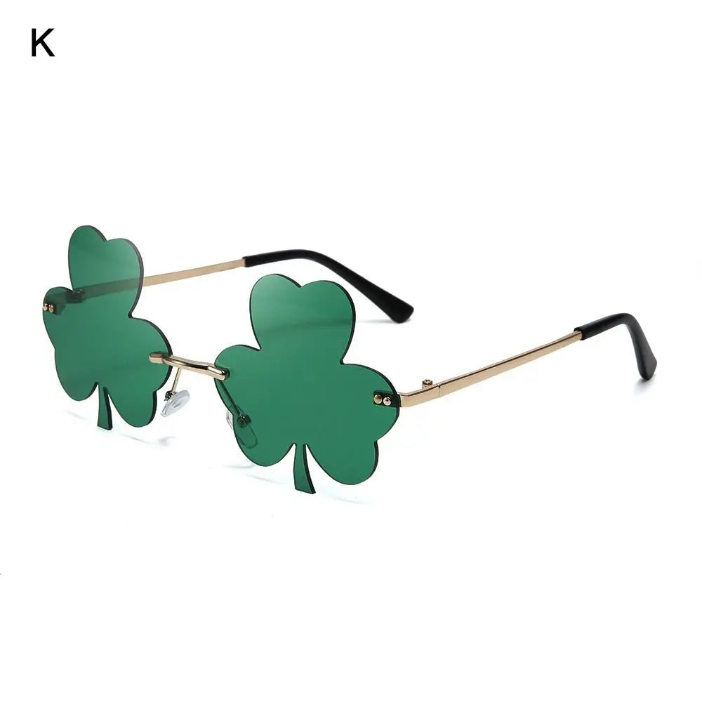 1pc St. Patrick's Day Irish Shamrock Sunglasses Green Four Leaf Clover Leprechaun Costume Glasses Party DIY Decor Supplies