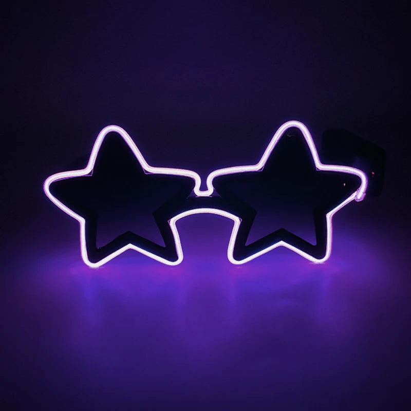 Wireless EL Glowing Party Glasses LED Light Up Five Stars Glasses Birthday Wedding Halloween Supplies Night Club Disco Props