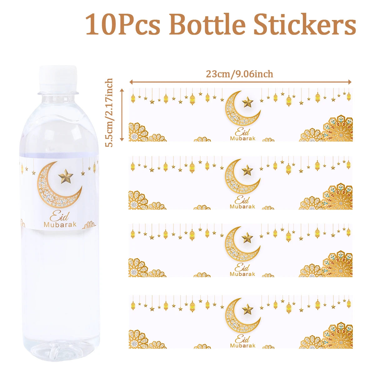 10/24pcs Eid Mubarak Bottle Labels Sticker Ramadan Kareem Decoration For Home 2025 Muslim Islamic Party Supplies Eid Al-fitr