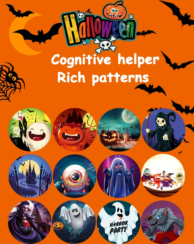 Halloween Projection Flashlight, Early Education Puzzle Development Toy, 24 Patterns Projector Torch Baby Toys, Hallowmas Gifts