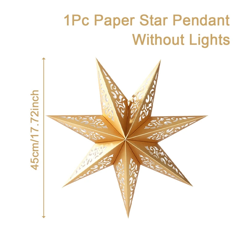 Hollow Star Hanging Pendants Ramadan Decorations 2025 for Home Ramadan Islamic Muslim Party Gifts Eid Mubarak Home Decorations