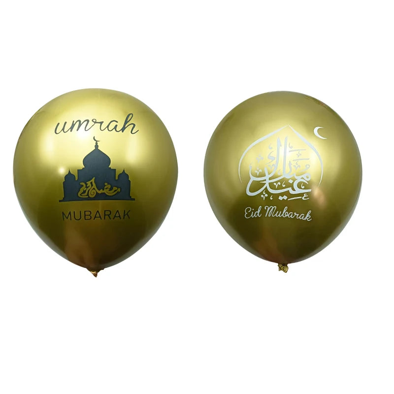 Black Gold Umrah Mubarak Latex Confetti Balloon Eid Mubarak Islamic Muslim Pilgrimage Festival Party Decor Supplies