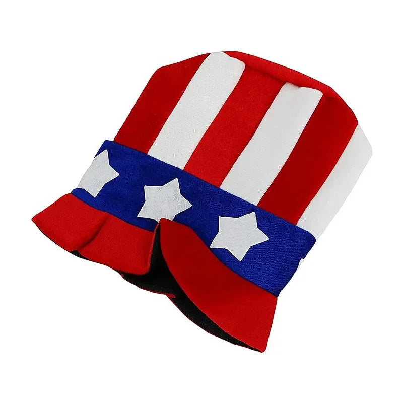 Party Velvet Hat Red White Blue Independence Day Flag Hat Uncle Sam Dress Up Top Hat