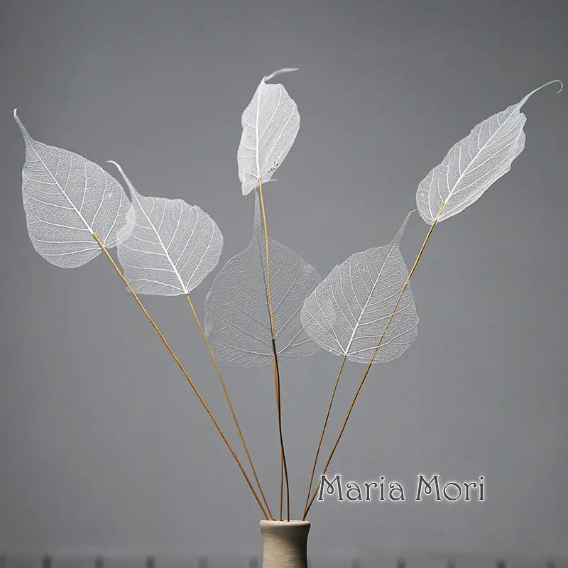 Home Decoration Lucency Leaves Natural Leaf Vein Immortal Artificial Flowers Wedding Table Decoration Wire Stem