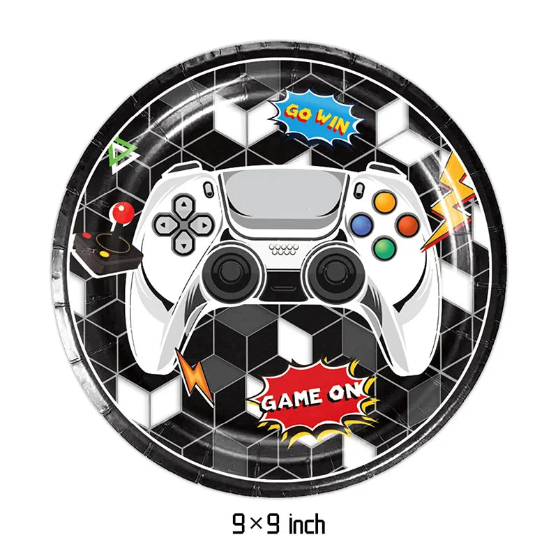 Video Game Birthday Decoration Tableware Balloons for Boy Paper Plates Cups Napkins Banner Cake Topper Video Game Party Favors