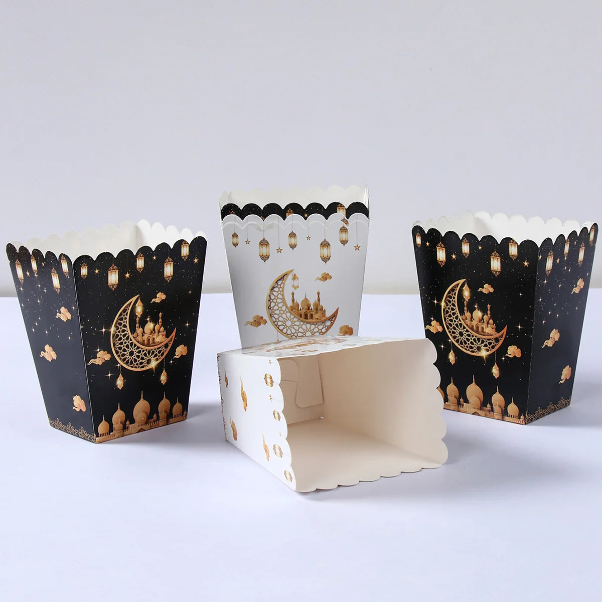 EID Mubarak Popcorn Box Biscuit Gift Box Ramadan Decoration 2025 For Home EID Mubarak Islamic Muslim Party Decor Eid al-Fitr