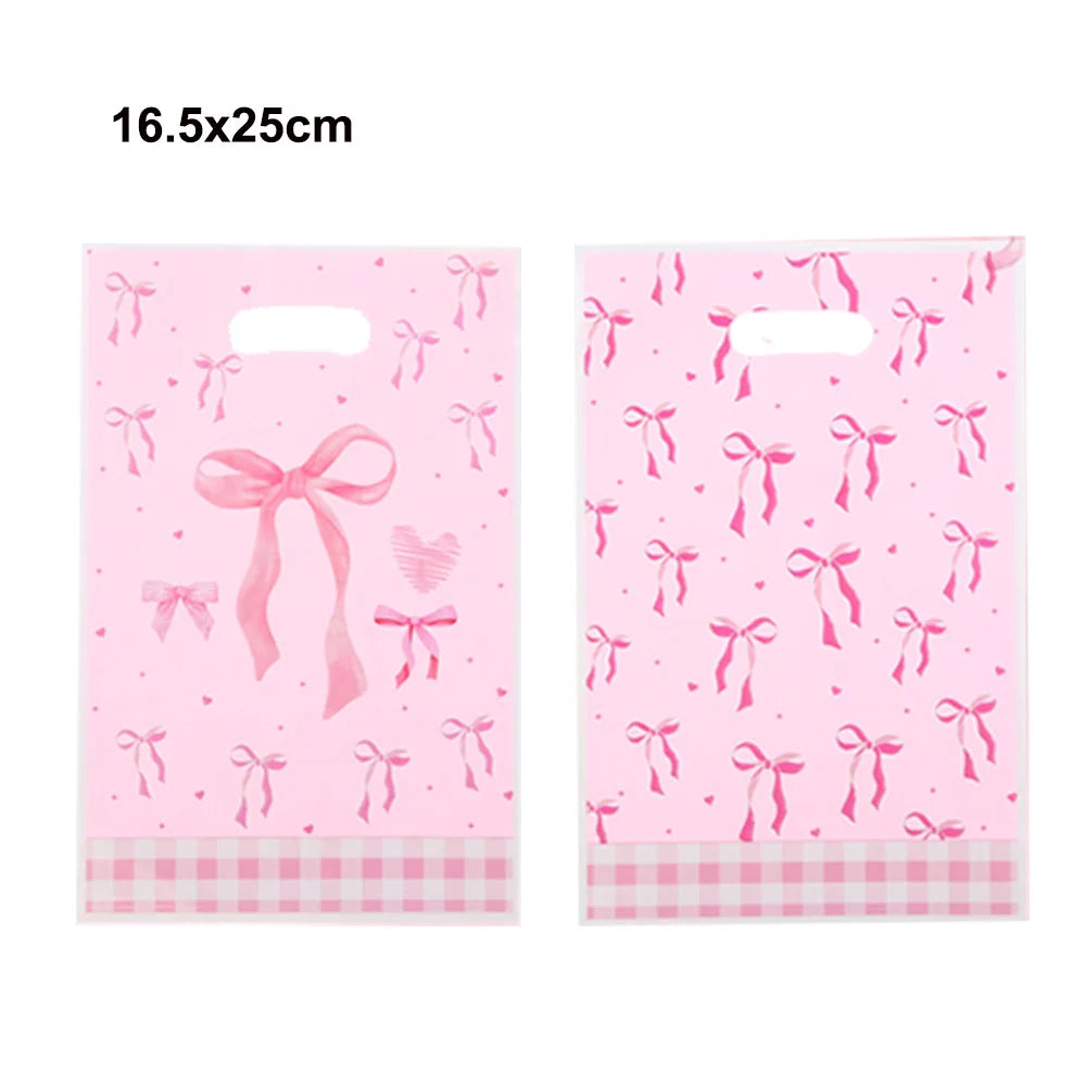 Bow Theme Party Supplies for Girl Pink Bow Cupcake Toppers Paper Drinking Straws Bridal Shower Bow Coquette Birthday Party Decor
