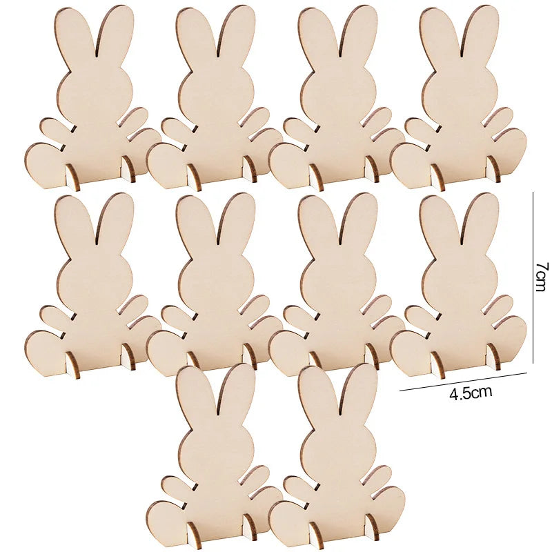 5/10/20Pcs Wooden Easter Rabbit Ornaments Kids Handmade DIY Painting Toy Gift Happy Easter Party Home Decoration Supplies 2025