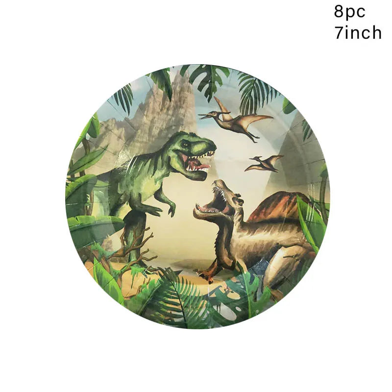 Dinosaur Theme Party Disposable Tableware Cretaceous Dinosaur Paper Plates Napkins Cups Boys Happy Dino Birthday Party Supplies