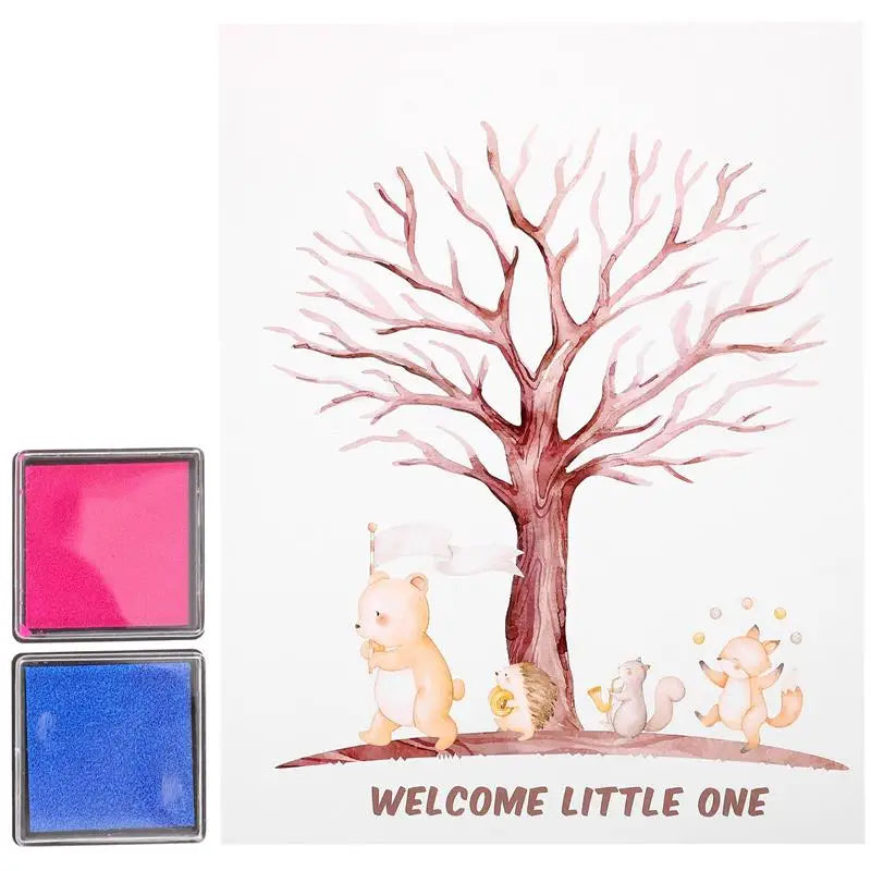 Gender Reveal Tree Gender Reveal Guest Book Party Fingerprint Tree Sign Baby Shower Guest Book Gender Reveal Coated Paper Decor