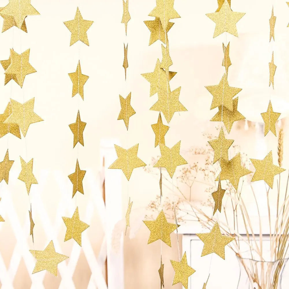 4M Glitter Champagne Gold Paper Banner Garland Happy Birthday Decoration for Adult Kids Boy Girl Baby Shower Wedding Party Decor